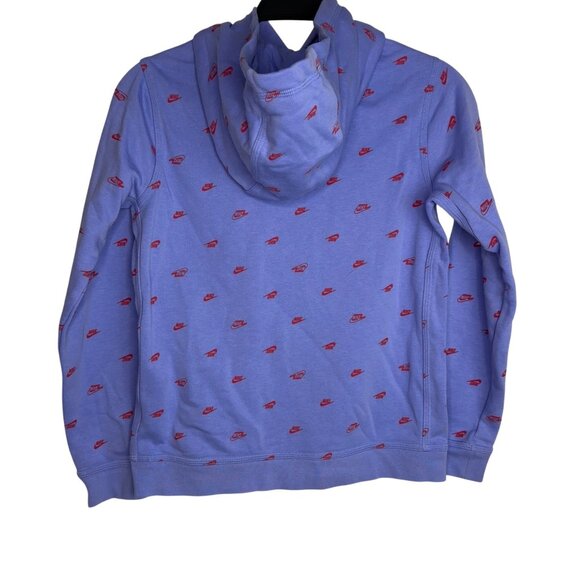 Nike Youth Size Large Purple‎ Hoodie With Red Logo Print & Front Kangaroo Pocket - Picture 7 of 11